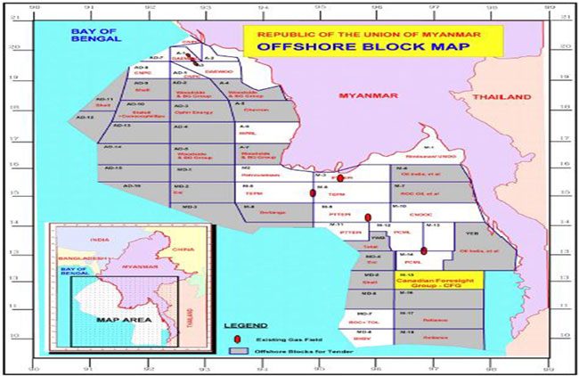 Myanmar's Awarded Offshore Blocks
